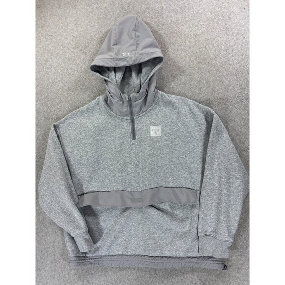 Under Armour PROJECT ROCK Cropped 1/4 Zip Hoodie Sweatshirt (Women's Large) Gray - Picture 1 of 13
